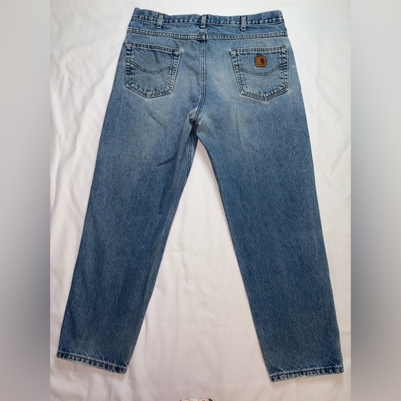Carhartt Men’s Size 38W 30L Medium Wash Relaxed Fit Straight Leg Jeans - Picture 9 of 9